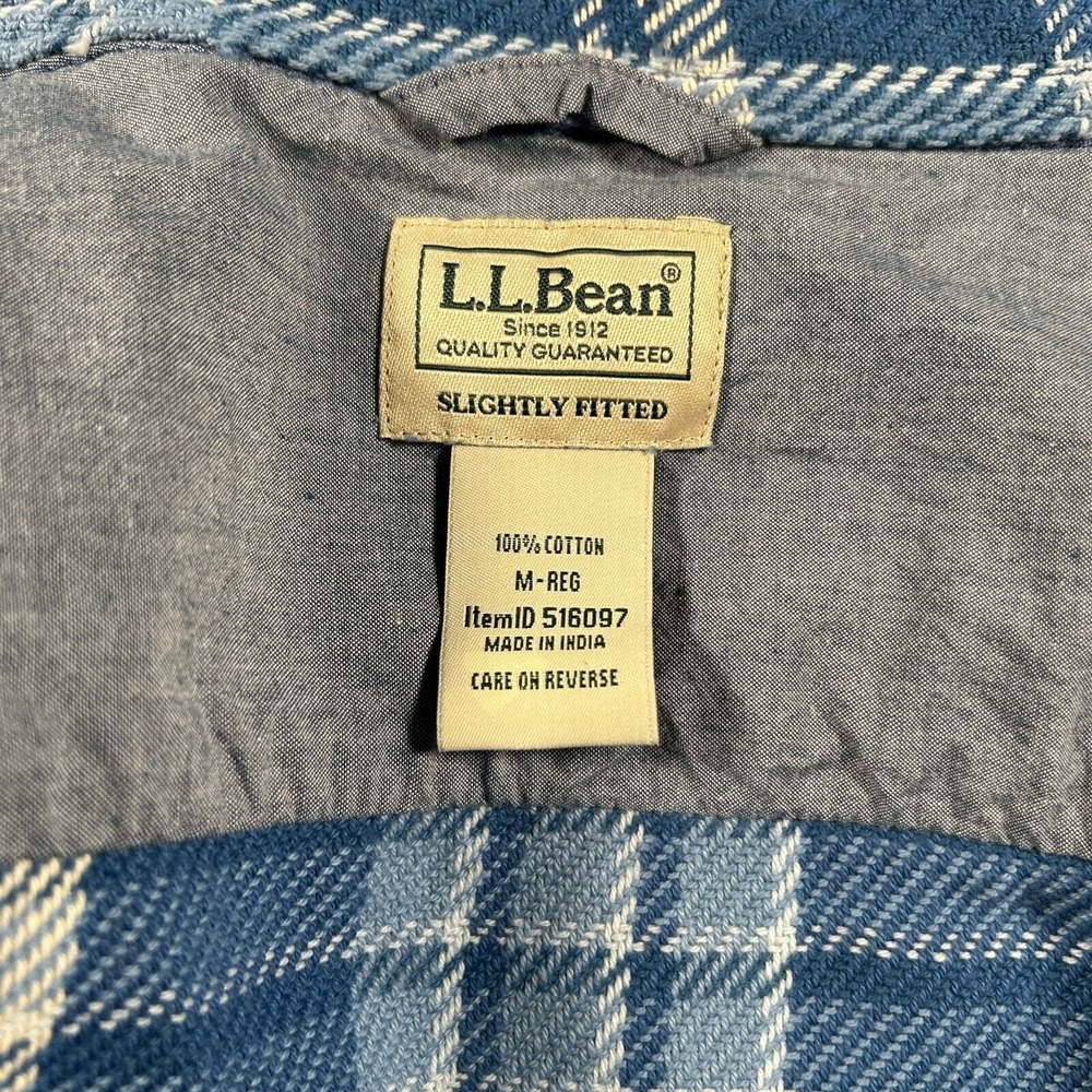 L.L. Bean Blue and White Plaid Casual Button-Down Shirt - Picture 3 of 8